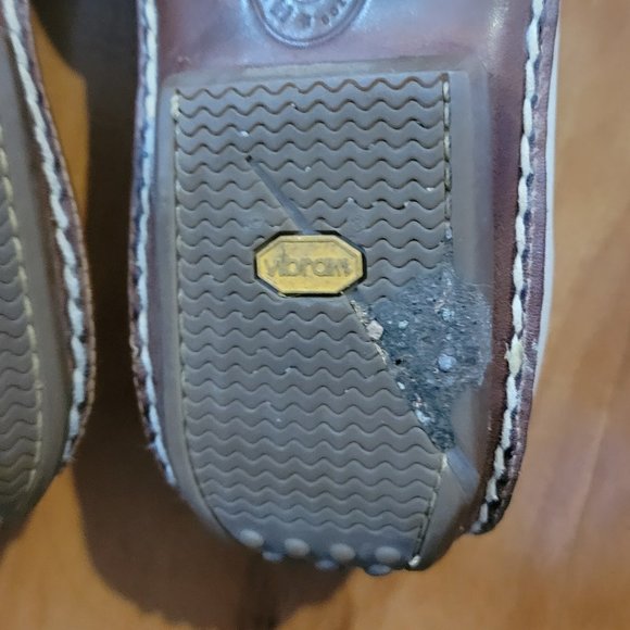 Vintage H.S. Trask Classic Brown Pebbled Heavy Leather Lined Driving Mocs Sz 10 - Picture 8 of 13